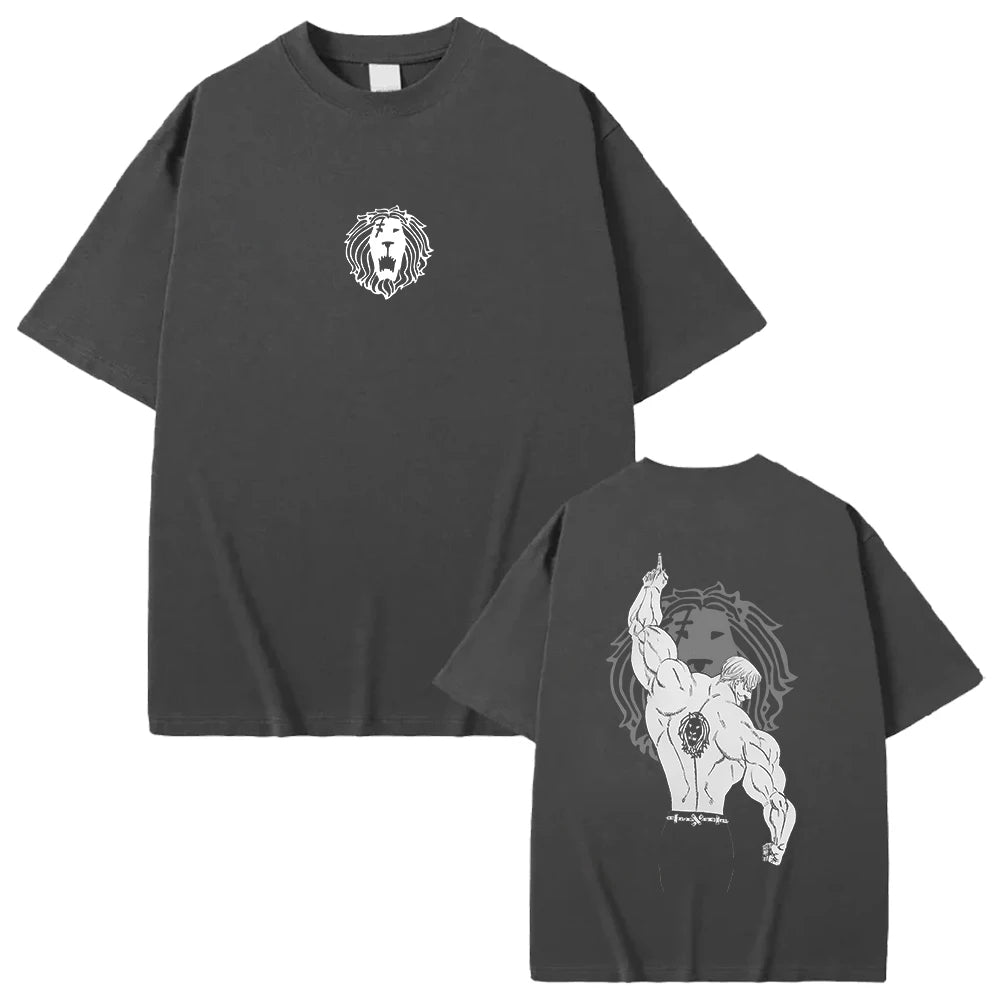 Anime The Seven Deadly Sins Escanor Graphic T Shirt Men Women Cotton Tshirts Manga Oversized Tee Harajuku Male Casual T-shirt