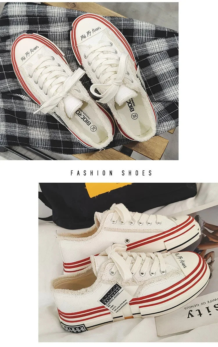 Men Vulcanized Shoe Thick Soles Increased Low Top Couple Shoe Canvas Shoe for Men Sneakers Tenis Masculino Zapatillas