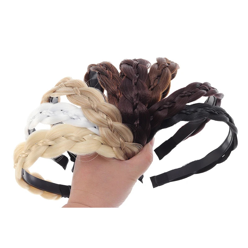 Synthetic Fiber Fishbone Braid Wig Headband – Instant Updo, Easy Wear, Versatile for Indoor & Outdoor Occasions