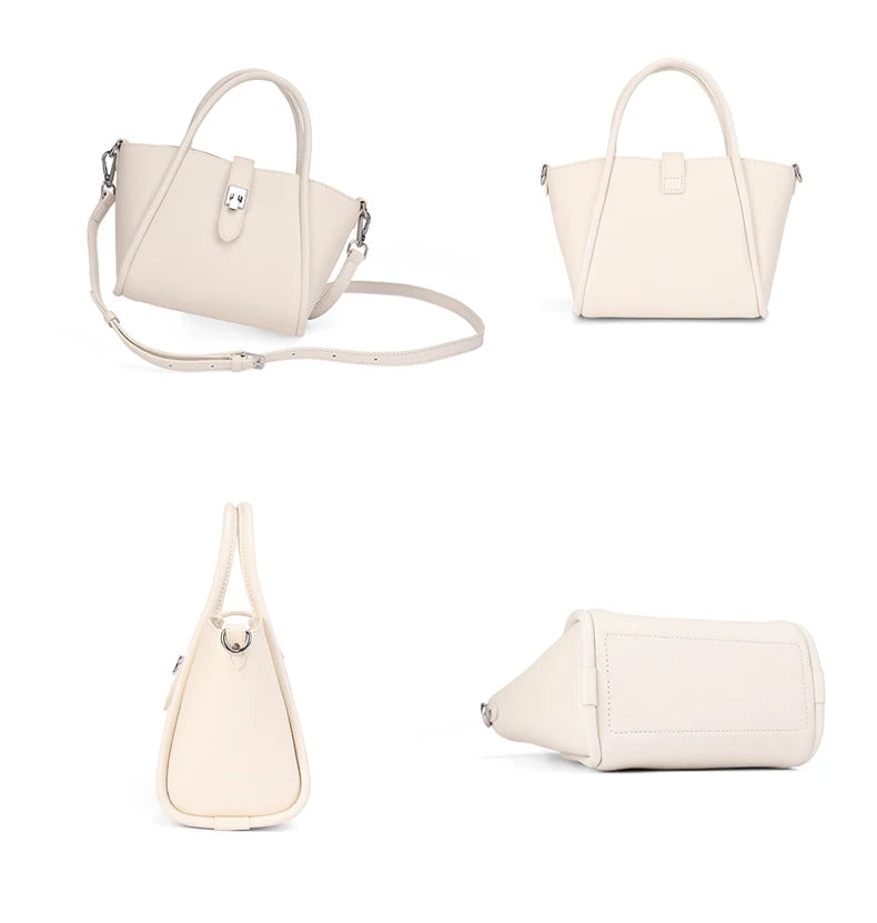 Genuine Leather Mini Tote Bag for Women Fashion Cowhide Shoulder Bag Patchwork Commute Handbag Luxury Designer Crossbody Bag