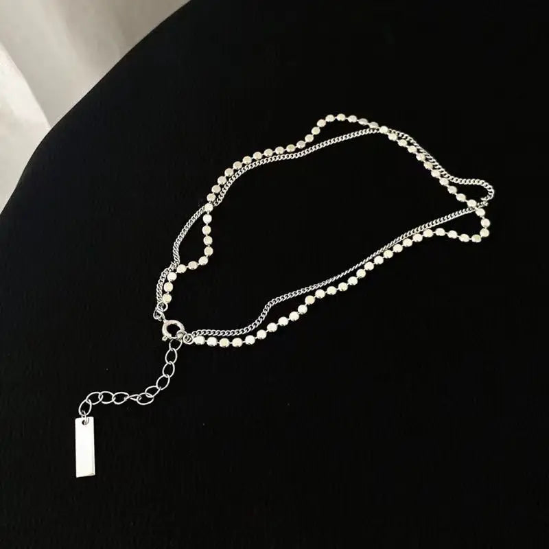 925 Sterling Silver Round Bead Bracelet With Double Layered Round Pieces For Women's Simple And Personalized Jewelry Accessories
