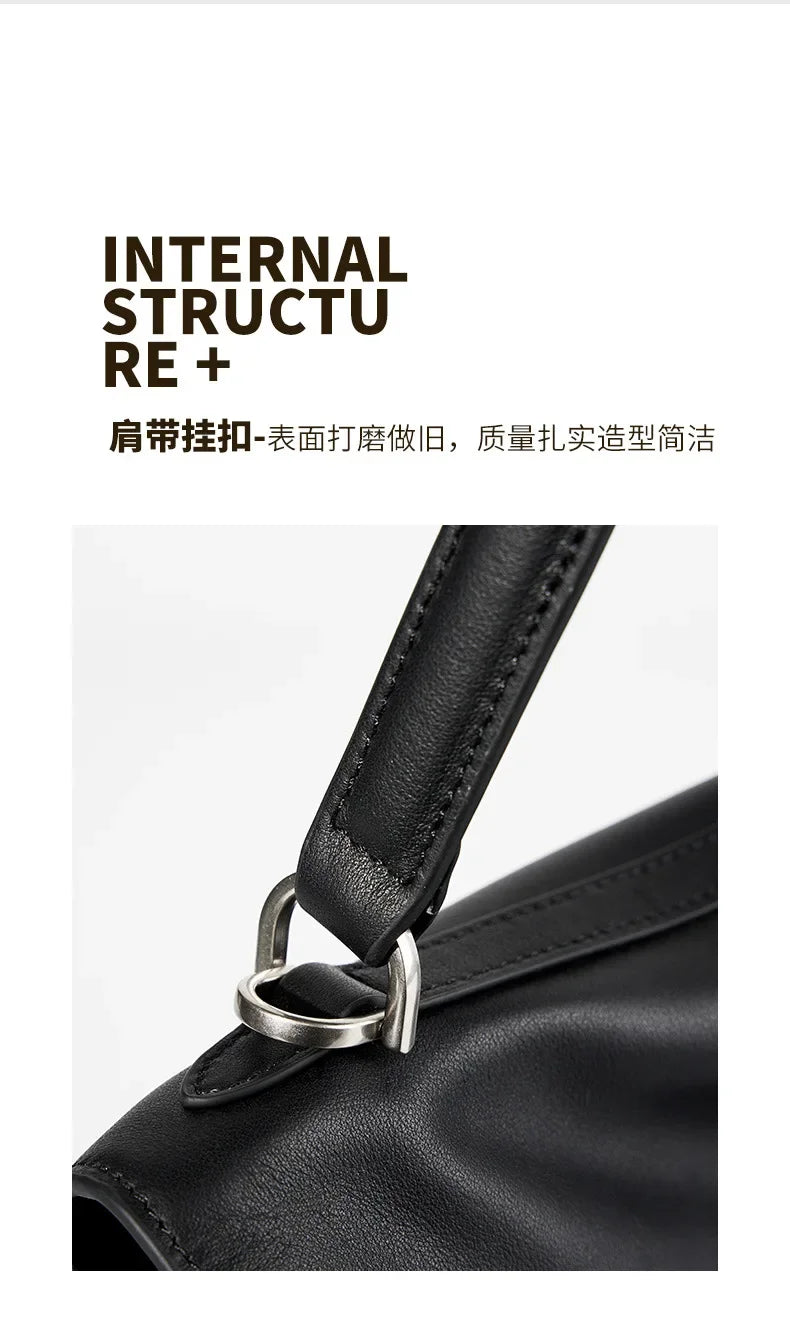 2025 New Luxury Tote Bag for Women Genuine Split Cow Leather Crossbody Shoulder Bag Top-Handle Work Lock Closure Underarm Purse