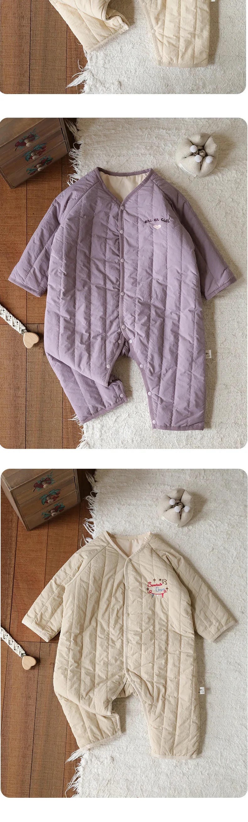 New Embroidered Baby Romper Autumn Winter Thicken Cotton One-piece Bodysuits for Boys Girls Outdoor Cotton Jacket Jumpsuit