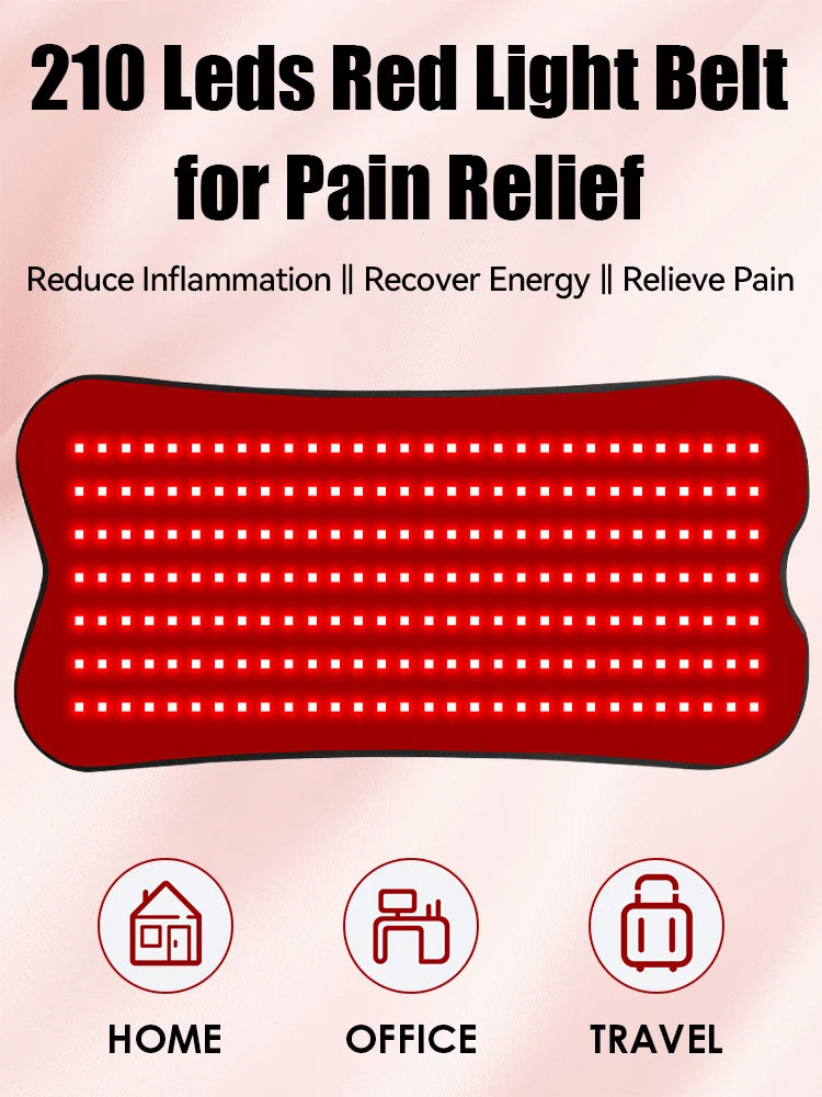 Red Infrared Light Therapy Pad LED Beauty Devices 210pcs LED Bead Red Light Belt for Face and Body Back Knee Hands Feet Relief