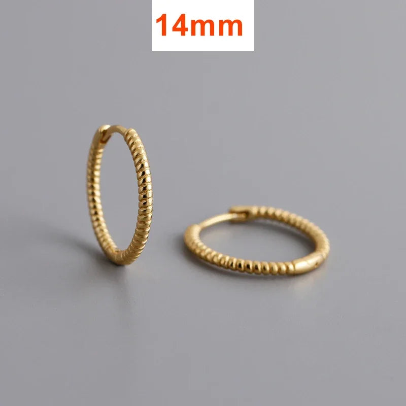 Real 925 Sterling Silver Twisted Rope Shape Hoop Earrings for Women Minimalist Fine Jewelry Light Luxury Accessories