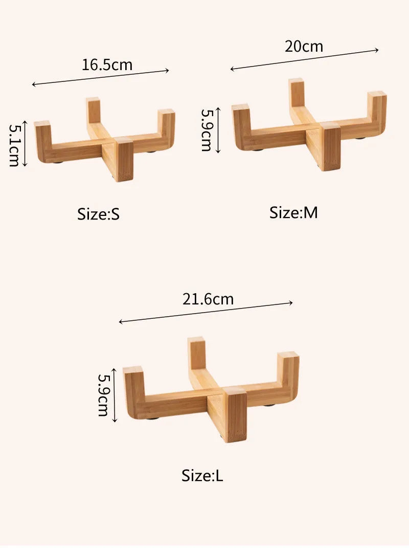 Ceramics Dog Bowl with Wood Mat Wide Mouth Feeding Bowls Food and Water Pet Feeder for Cat Puppy Protecting Cervical Spine