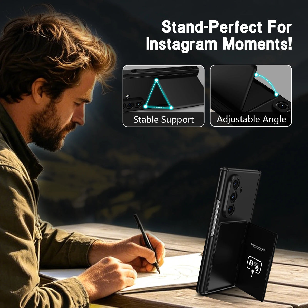 Case For Galaxy Z Fold 8 Ultra 7 6 Card Holder Wallet Kickstand Pen Slot Glass Screen Protector Hinge Shockproof Protective Case