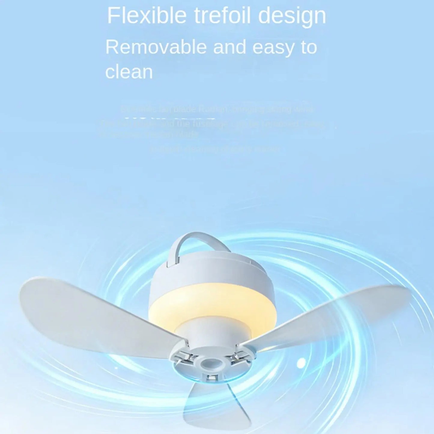 Ceiling Fan With LED Light and Remote Control USB Charging Household Outdoor Camping Tent Student Dormitory Bed Small Fan