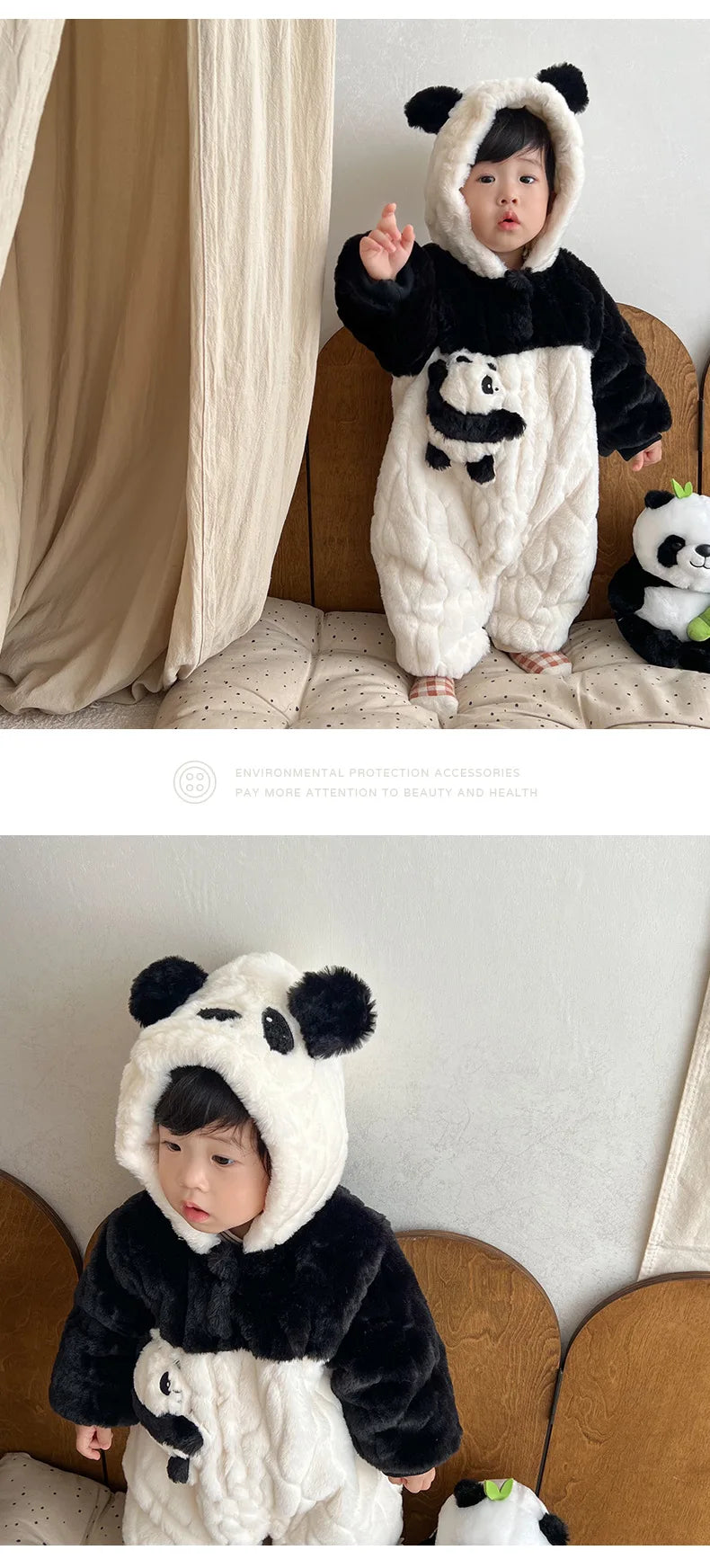 Baby Jumpsuit Baby Plush Panda Plush Hooded Climbing Suit Newborn Baby Cloth Baby Boy Cloth Baby Cloth ملابس داخلية قطعة واحدة