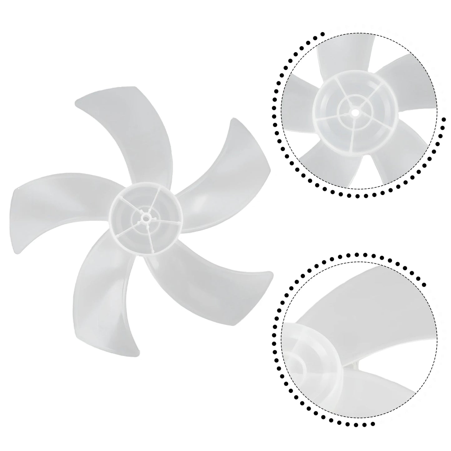 16 Inch Five Leaf Replacement Fan Blade With Nut Cover For Stand Fans And Desk Fans Plastic Material For Household Use