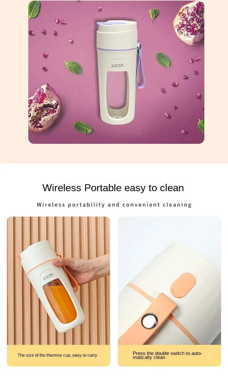 Portable Juicer Mini Electric Blender Multifunction Juice Maker Machine Fruit Mixers Extractors Smoothies Mixer 8 Blades 3000mAh