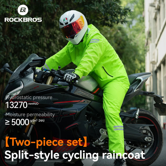 ROCKBROS Rainproof Cycling Suit Breathable Raincoat Hoodie Jacket Waterproof Pants Trousers Men Outdoor Sports Cycling Clothing