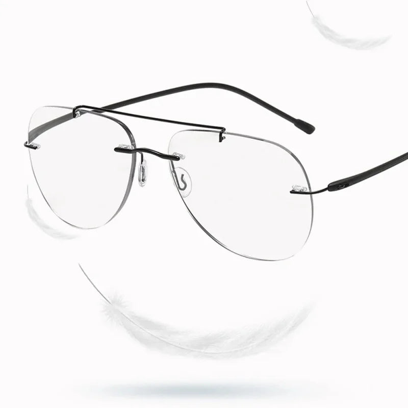 HDCRAFTER Multifocal Rimless Reading Glasses Photochromic Progressive Anti Blue Light Titanium Alloy Sun Glasses +100 to +400