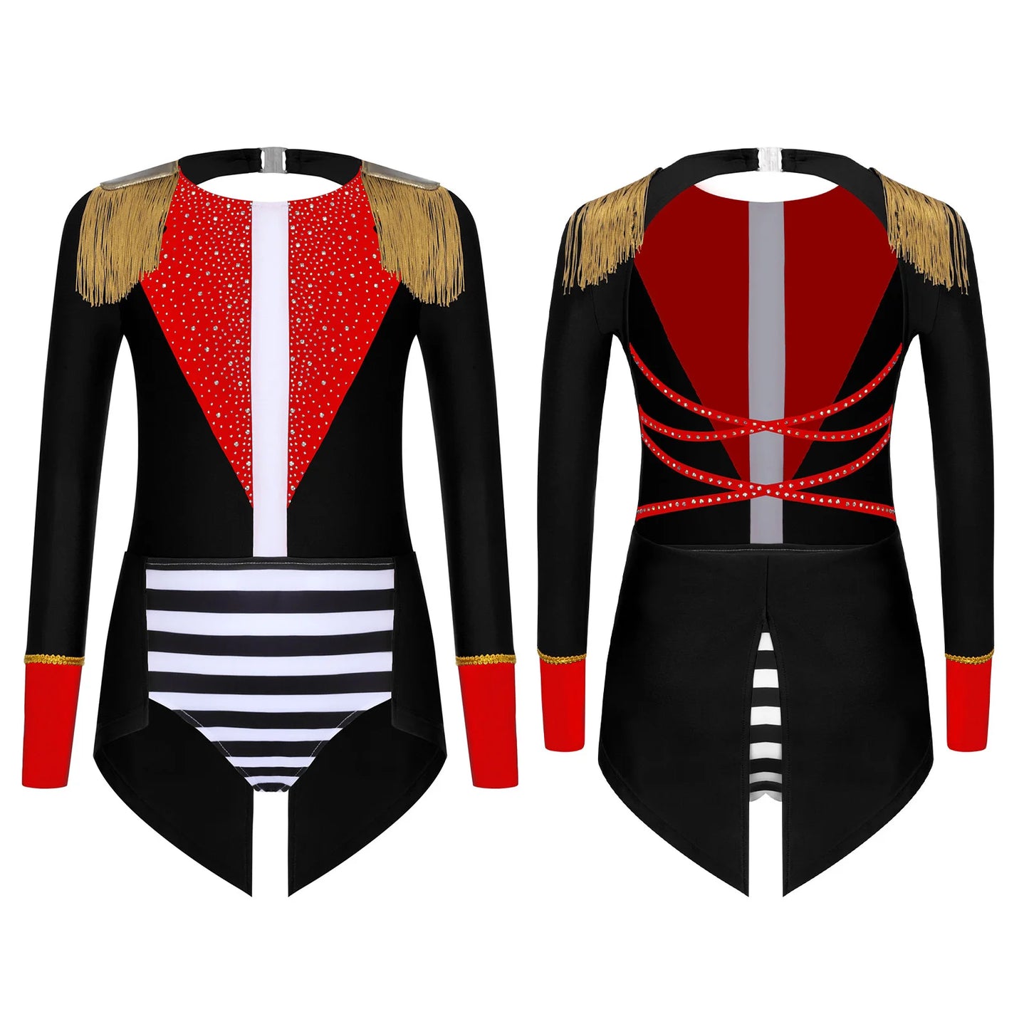 Halloween Costume Romper Circus Ringmaster Cosplay Carnival Party Shiny Sequins Leotard Dress Drum Majorette Magician Dress Up