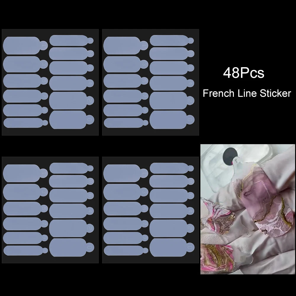 48Pcs French Silicone Pads for Dual Nail Forms False Tips Quick Building French Nails Mold Soft Silicone Pads Manicure Tools