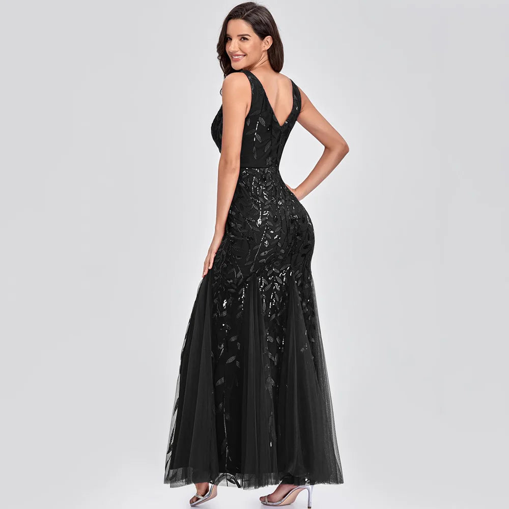 Sexy vintage Maxi Sequin cocktail Dress bridesmaid Prom Dresses for Women Casual Party Long sleeve club Bodycon Dress vestidos
