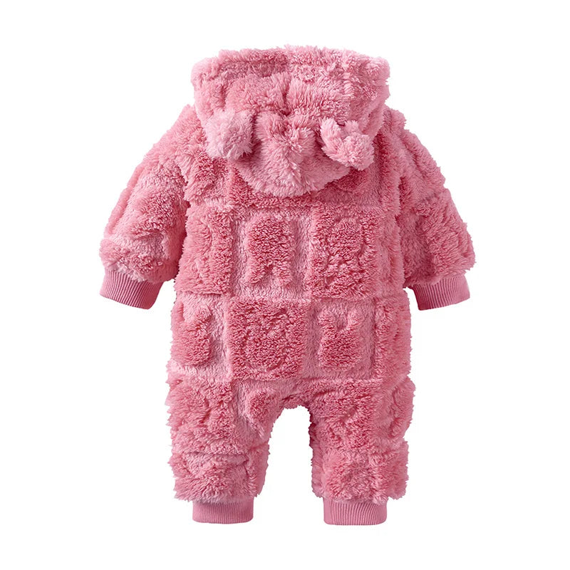 0-18 Months Newborn Baby Romper Winter Thicken Flannel Warm Clothes Infant Boy Girl Oneies Pyjamas Kids Cute Hooded Jumpsuits