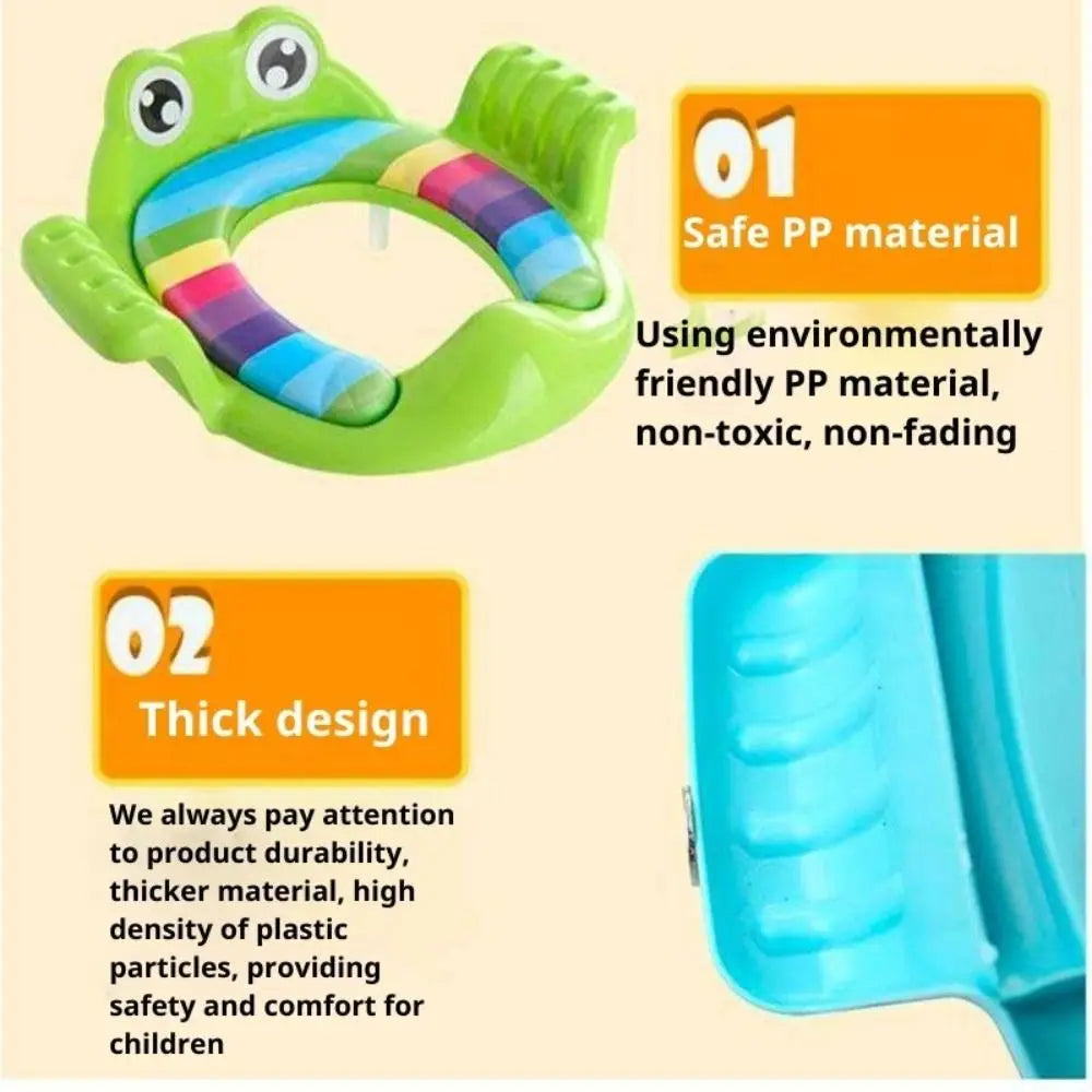 Cute Safe Baby Toilet Seat Easy to Clean Non-slip Children Potty Soft Cushion Frog shape Toddler Toilet Seat for Infant