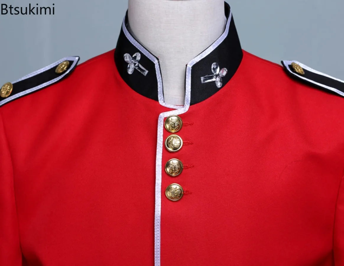 Halloween Clothes for Men British Royal Guard Uniform Cosplay Costumes Tunic Jacket Guards Outfit Party Performance 2-piece Sets