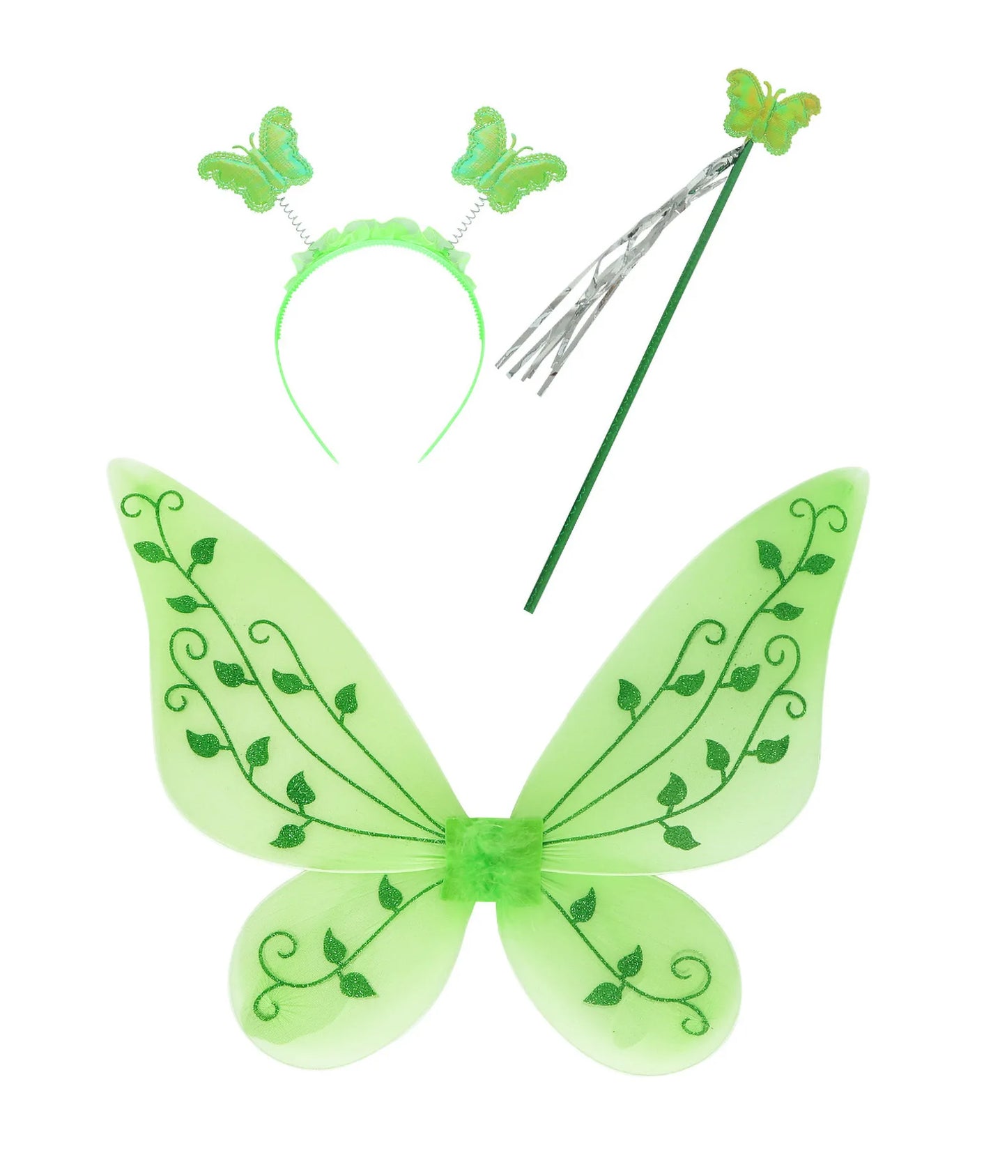 Child Girl Bell Costume Halloween Costume for Kids Green Dress Fancy Fairy Princess Cosplay Carnival Party Ball Gowns with Wing