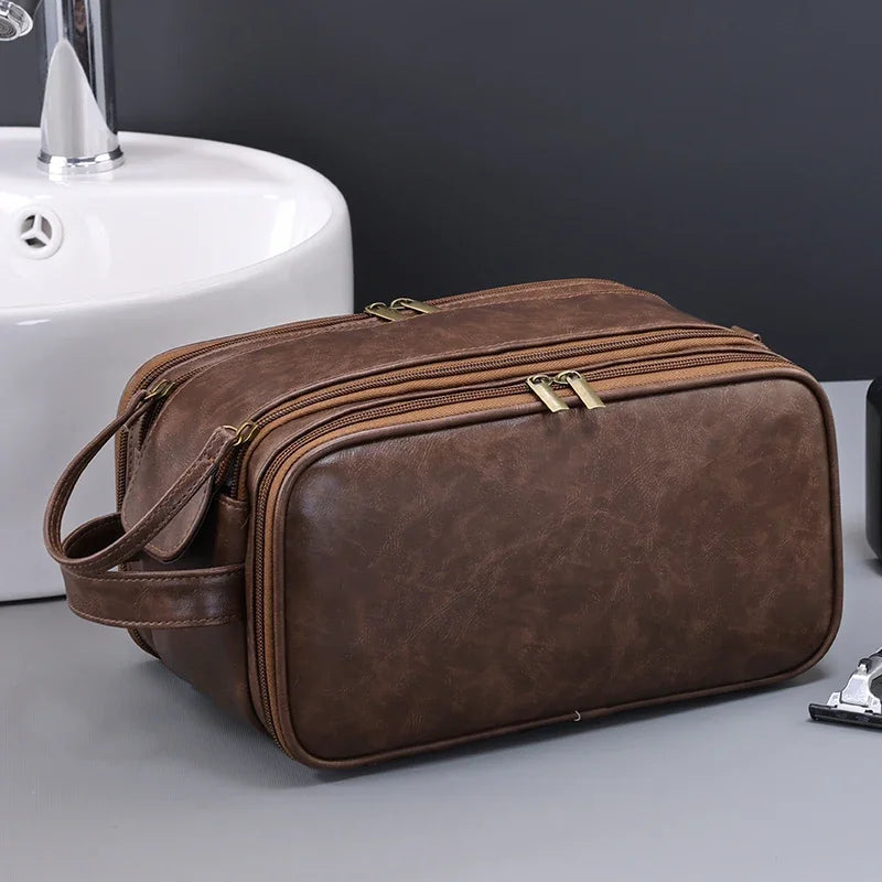Multi Pockets PU Toiletry Bag For Women Men Travel Essentials Makeup Bags Waterproof Hanging Bag Cosmetic Washing Organizer Bag