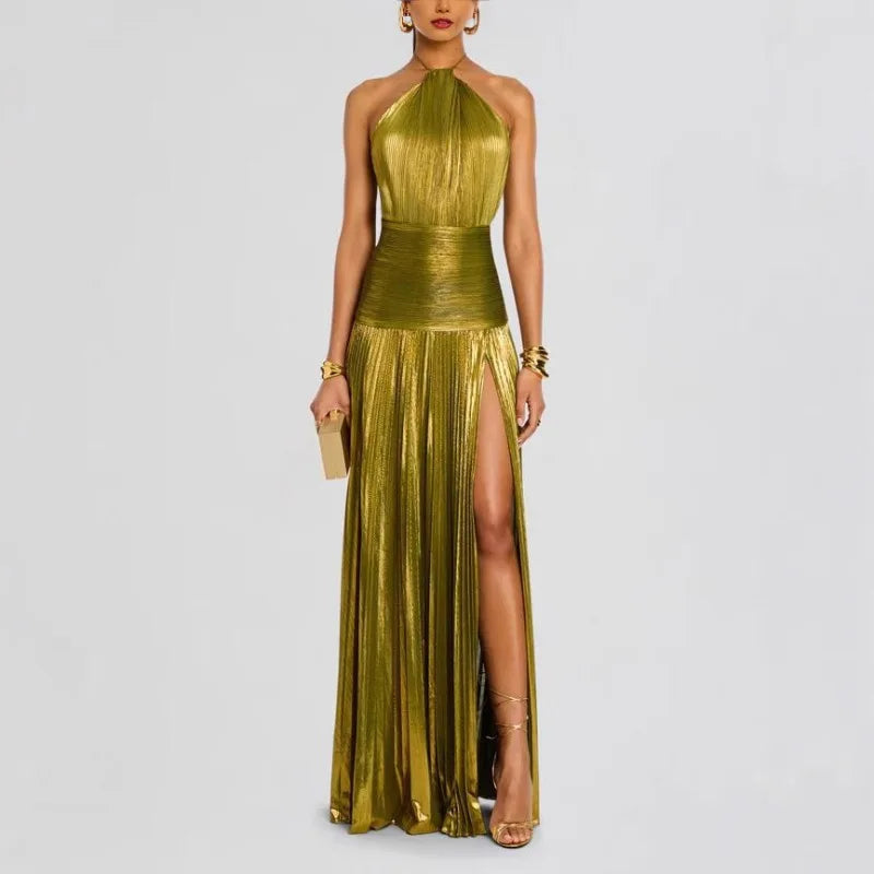 Luxurious Women Folds Party Cocktail Dress Elegant Off Shoulder Celebrity Guest Graduation Evening Floor Length Dress Prom Gown