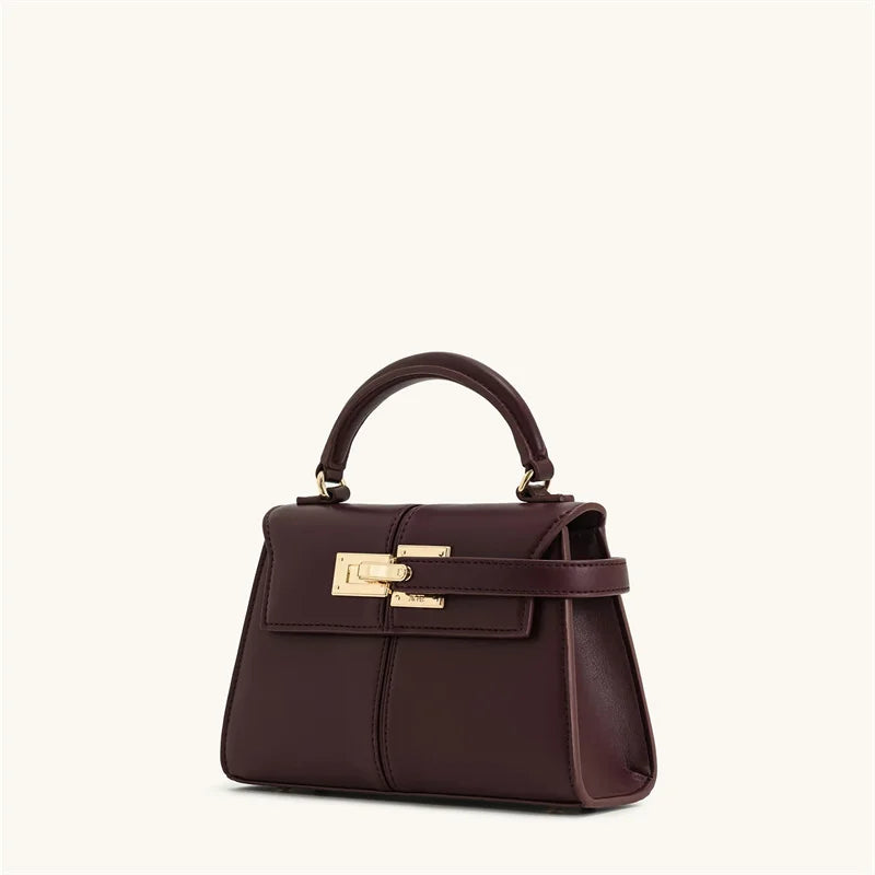 Luxury Elise Mini Square Crossbody Bag: Black Vegan Leather Designer Handbag - High-End Shoulder Purse for Women