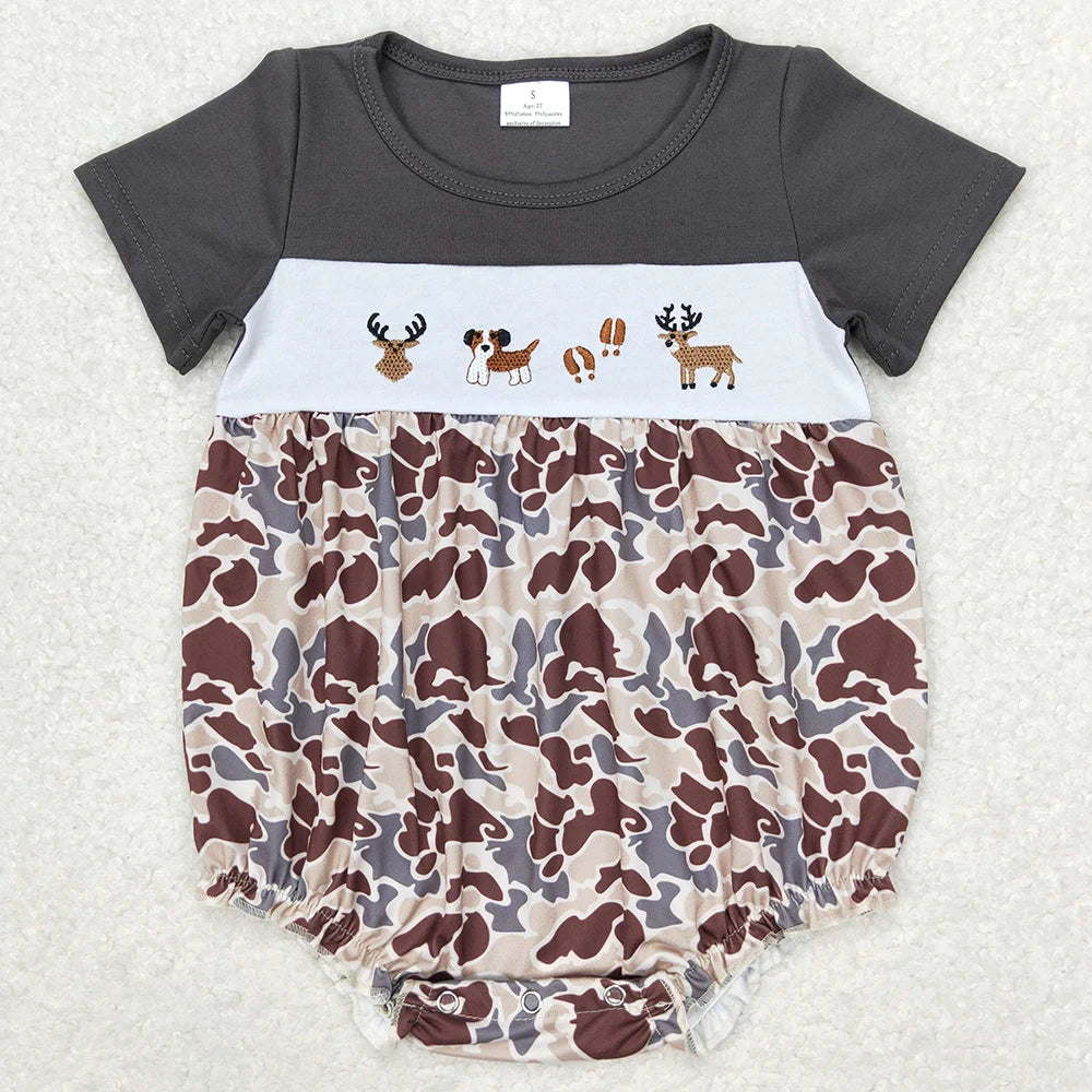 Boutique Infant Baby Boys Rompers Camo Branches Short Sleeve Bubble Rompers Fashion Toddler Boys Rompers One-Piece Jumpsuits New