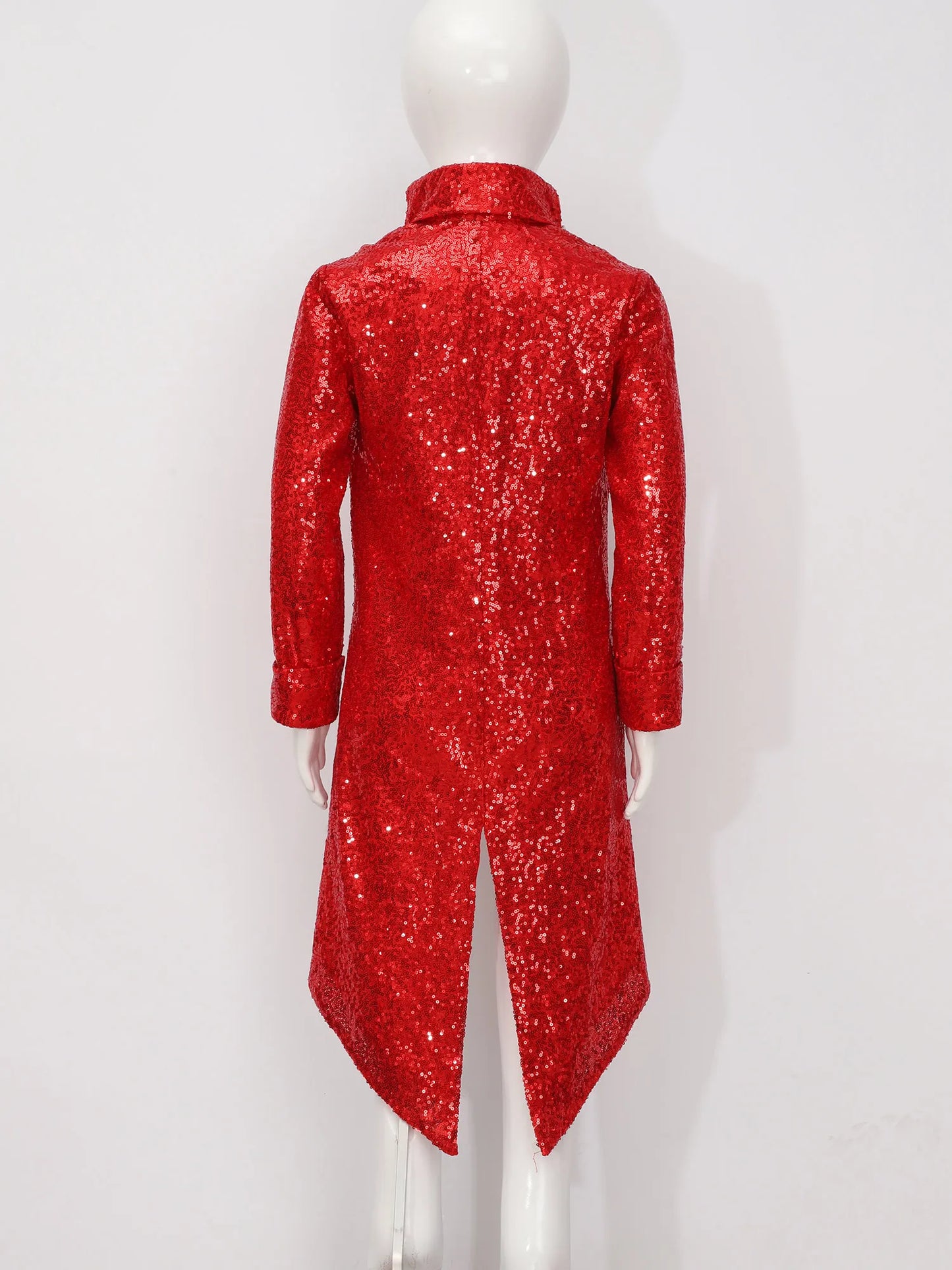 Kids Boys Halloween Medieval Renaissance Costume Sparkly Sequins Victorian Tailcoat Jacket Frock Coat Long Sleeve Gothic Tuxedo