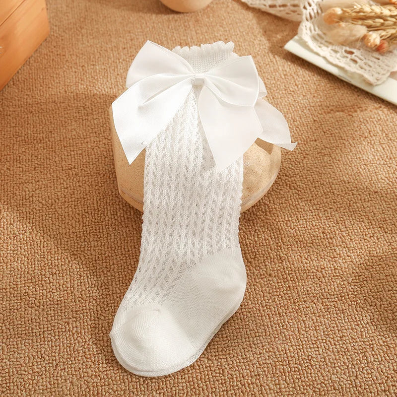 Summer Baby Socks Toddler Cute Big Bow Knee High Socks Mather Kids Children Boy Girls Newborn Floor Cotton Socks Baby Accessorie