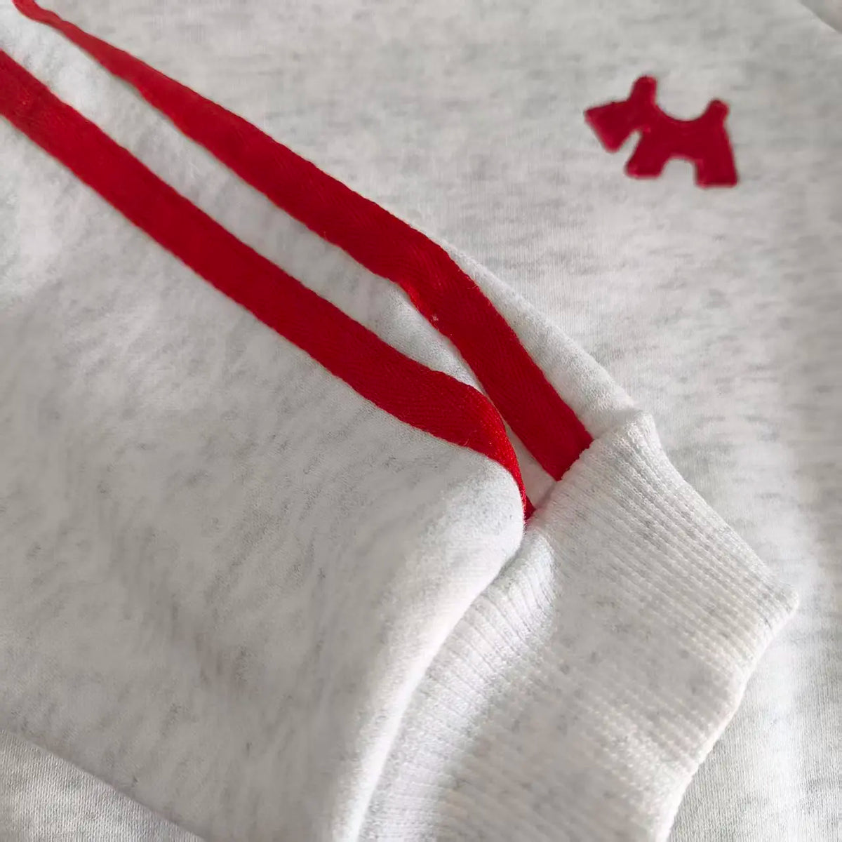 Kids Fleece Lined 2Pcs Tracksuit Set Boys Girls Embroidery Dog Sweatshirt + Jogger Pants Toddler Contrast Red Stripe Long Sleeve