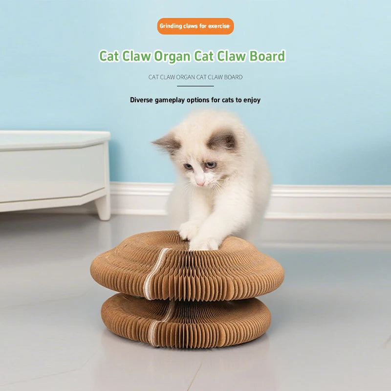 Magic Cat Scratch Organ Board Cat Toy with Ball Cat Grinding Claw Cat Climbing Frame Kitten Round Corrugated Cat Scratching Toy