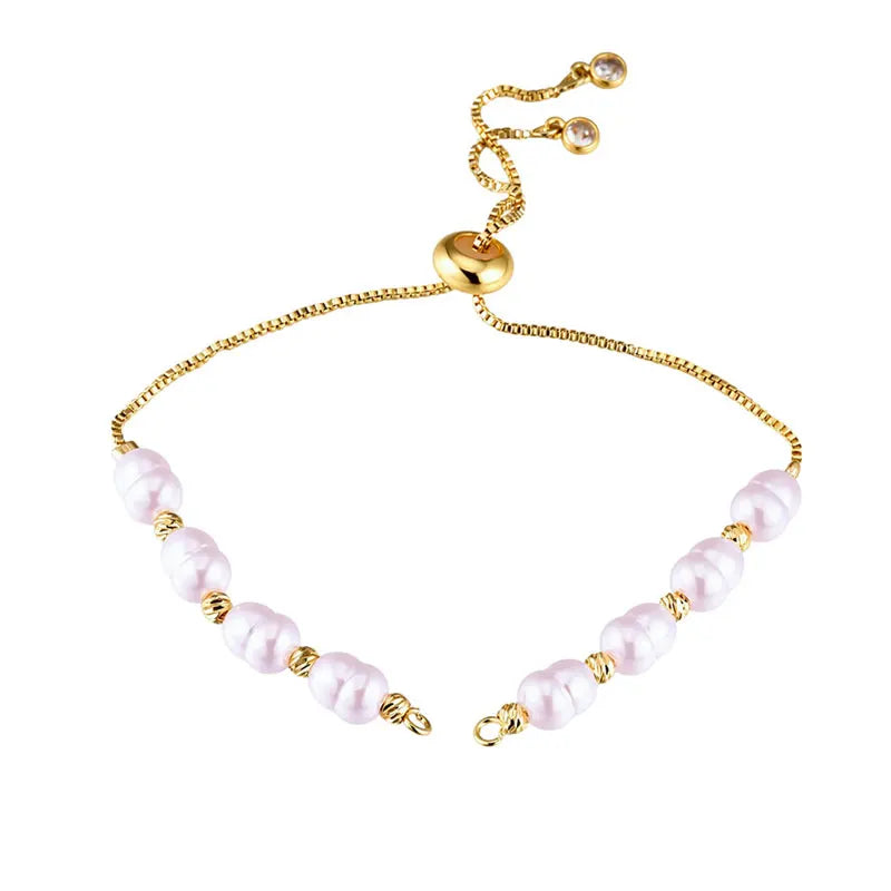 Elegant Natural Pearls Connector Adjustable Size Chain For DIY Fashion Women Girls Bracelets Jewelry Findings Accessories