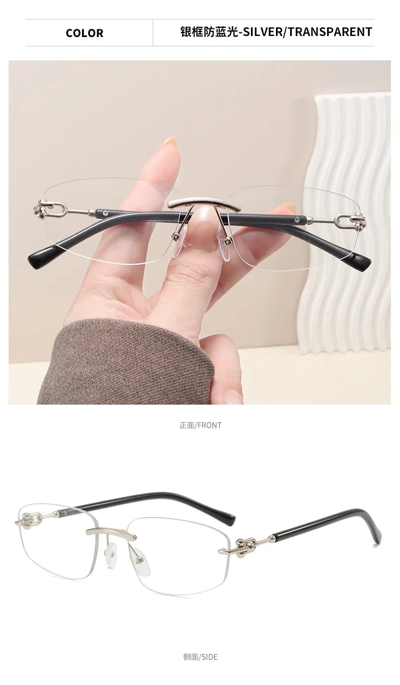 cutting rimless square sunglasses for women new fashion brand beige gradient sun glasses ladies alloy elegant shades driving