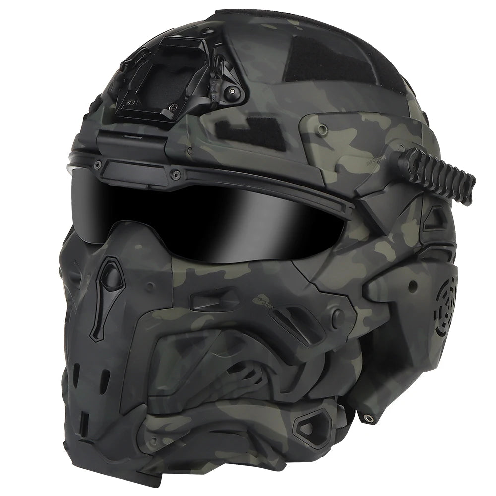 Militar Helmet FAST Helmet Built-in Communication Headset Anti-fog Fan W-Ronin Assault Helmet Detachable Mask Replacement Lens