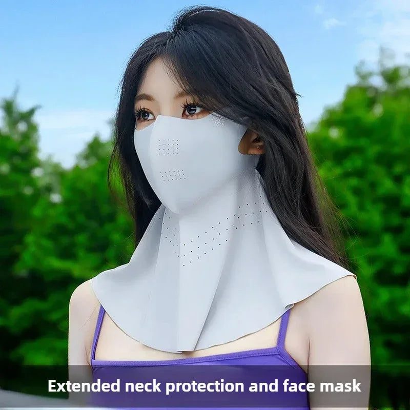 UPF50+ Ice Silk Sunscreen Mask Summer Riding Neck Guard One-piece Mask for Driving Fishing And Mountaineering Sun Protection