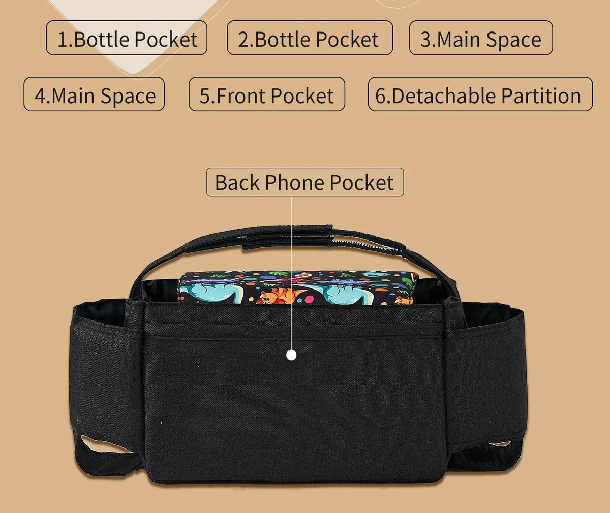 Baby Stroller Bag Pram Organizer Stroller Accessories Stroller Cup Holder Cover Trolley Organizer Pouch Travel Accessories