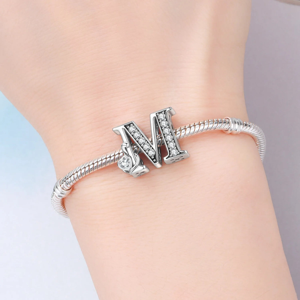 2026 New 925 Sterling Silver Zircon Scroll Grass Pattern 26 Letter Bead Charms for Women Fit DIY Bracelet Necklace Jewelry Gift