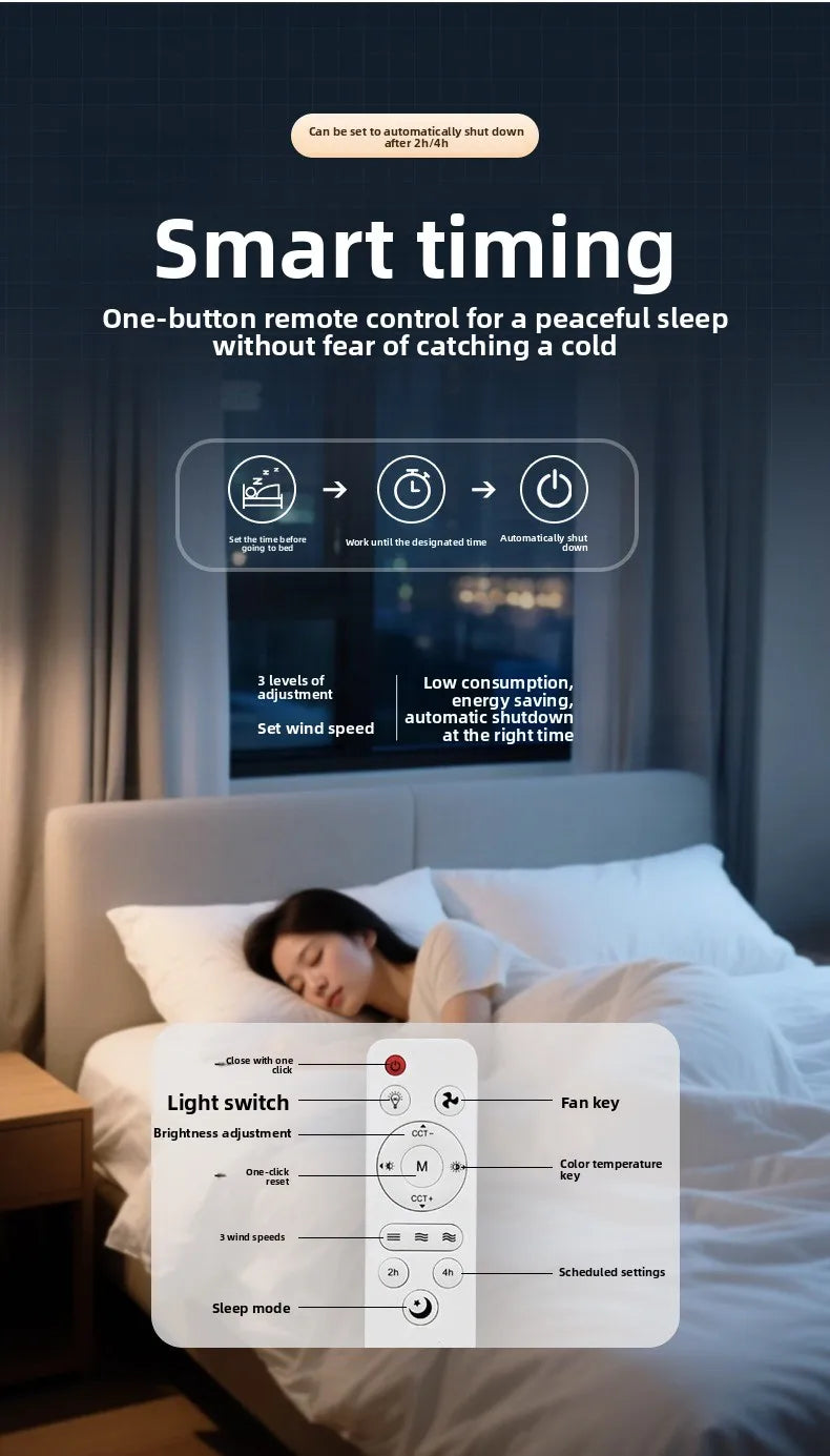 3000K-6000K E27 Ceiling Fan Light with Remote Control Dimming Speed Control Dual Head Fan for Air Circulation Silent Fan Light