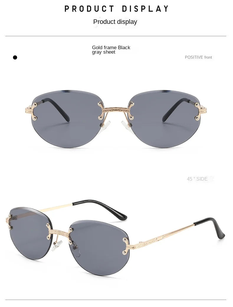 Rimless Sunglasses Irregular Fashion Popular Women Men Shades Small Square Sun Glasses for Female Male Summer Traveling Oculos