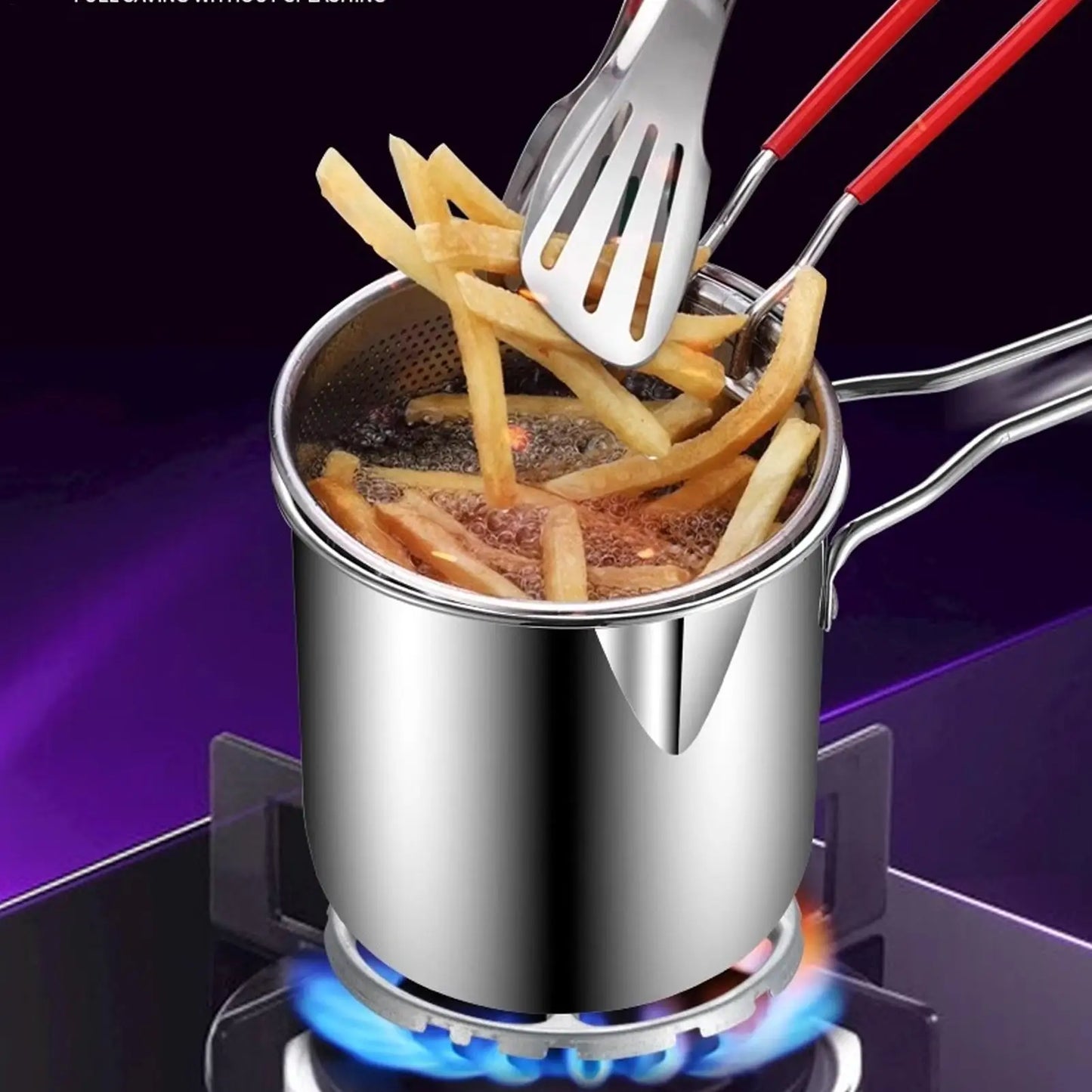 Stainless Steel Deep Fry Pot Space-Saving Fryer Multi-Use Cooking Pan For Chicken Wings French Fries, Home Kitchen Restaurant RV