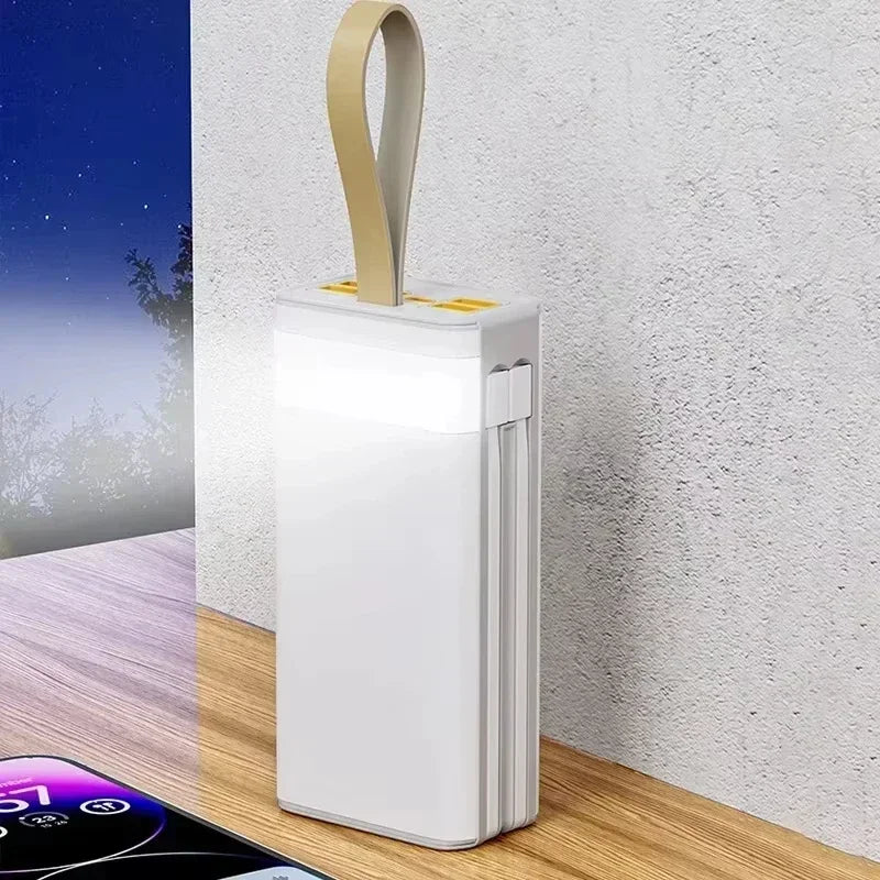 Lenovo 500000mAh Power Bank Large Capacity Portable LED Light Solar External Battery Four Interface Charger Powerbank 2026