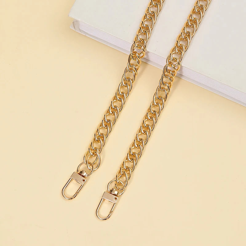 110cm Women Bag Aluminum Chain Color Retaining Gold Diy Simple Chain Metal Wrap Chain Underarm Shoulder Strap Replacement Strap