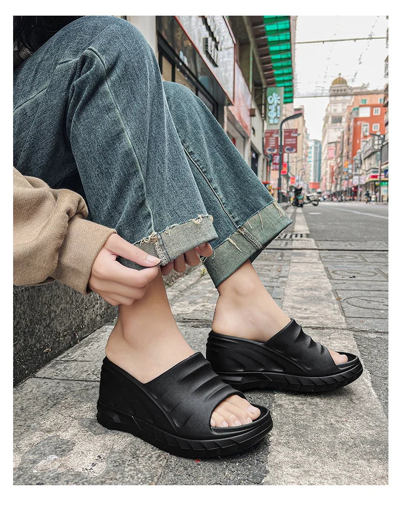 Outdoor Ladies Sandals Women Platform Flip Flops Slippers Height Increasing 8cm Summer Fashion Open Toe White Zapatos Mujer