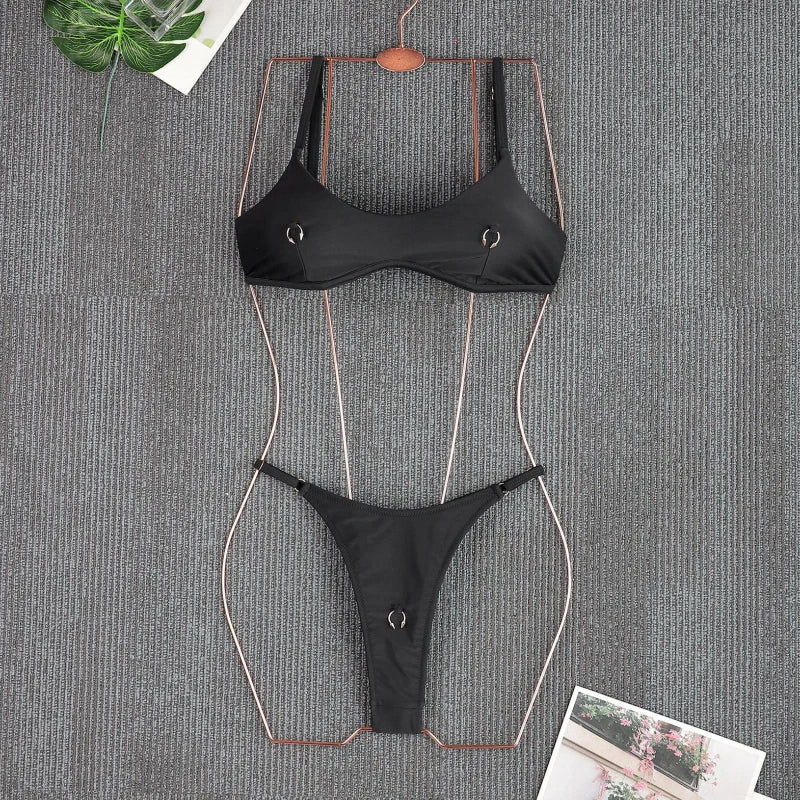 2026 Female Bikini Set Black Biquini Bathing Suit Thong Push Up Bikinis Sexy Women Swimsuit Swimwear Swimming Suits Beachwear
