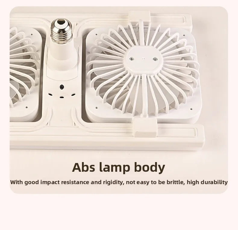 E27 LED Fan Light with Remote Dimming Speed Control Dual Head Silent Fan for Kitchen Bathroom Air Circulation Ceiling Lamp Bulb