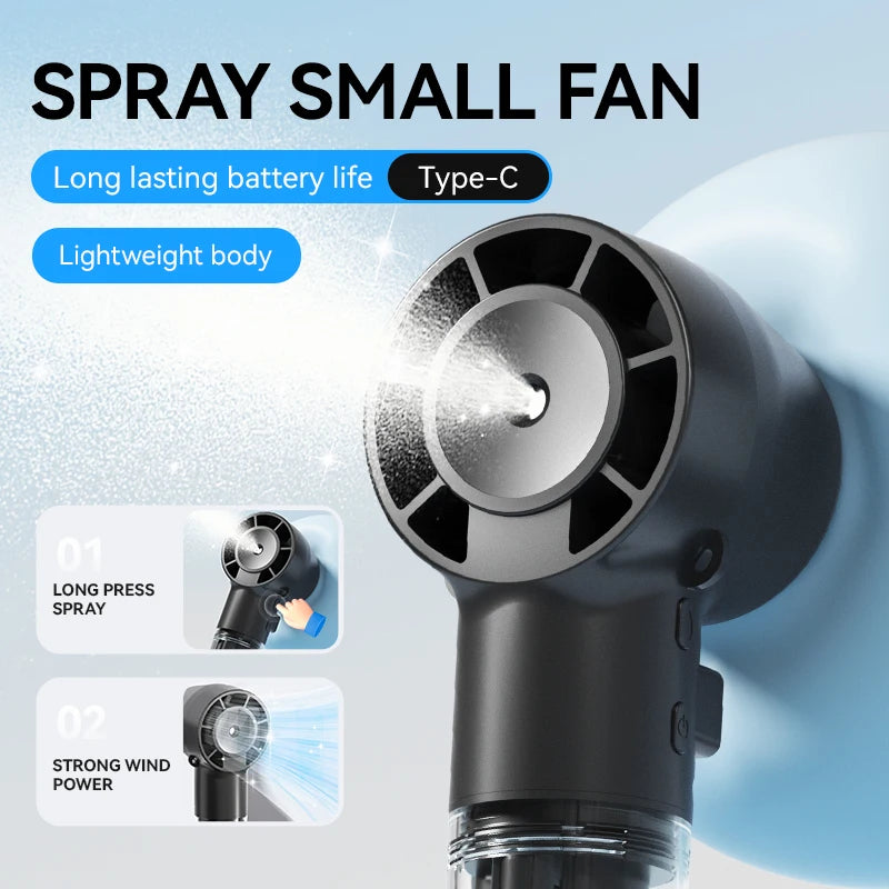 HOMEFISH Handheld Misting Fan Portable Mister Fan  Rechargeable Spray Water Mist Fans Mini Cooling Mister Fans with 4 Speed Wind