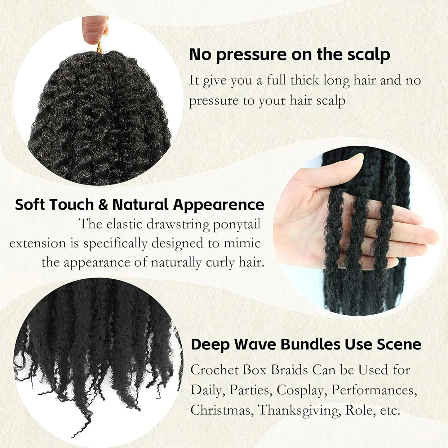 Marley Twist Braiding Hair Pre Stretched Ombre/Solid Colors Afro Kinky Curly Crochet Hair for Faux Locs Jumbo Marley Twists Hair