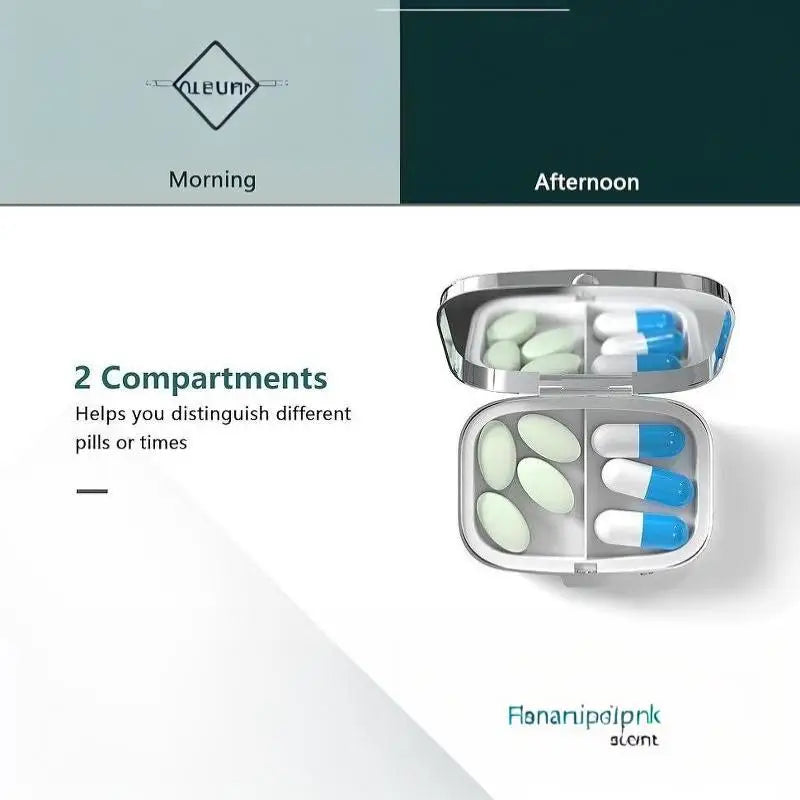 【WA】LUCKY TUNA Sardines Print Metal Pill Box, Portable 2-Compartment Travel Pill Organizer For Vitamins & Pills