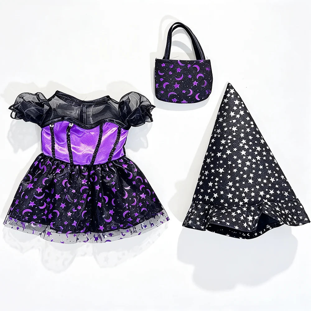 Halloween Doll Costume Outfit Suitable for 18 Inch Dolls. Doll Holiday Costume Set with Three Pieces and Doll Accessories